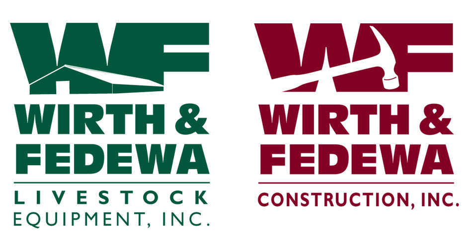 Wirth & Fedewa Construction and Livestock Equipment logo deisns